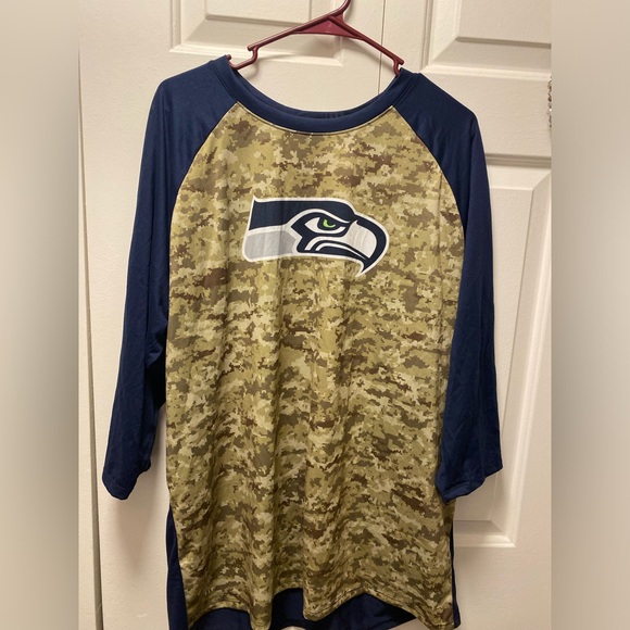 Nike Dri Fit T-shirt Women’s L Camo & Blue Seahawks Military Size XXL - Picture 3 of 12